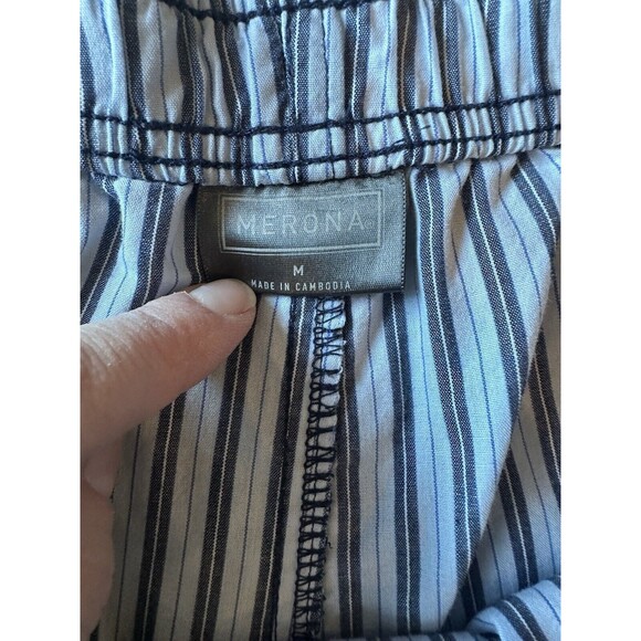 Merona Men's M Blue Striped Cotton Blend Sleep Lounge Shorts Woven Lightweight - Picture 3 of 3